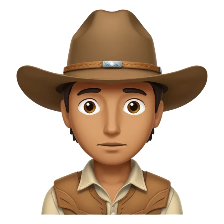 Cowboy with head tilted down and hat covering most of his face sticker