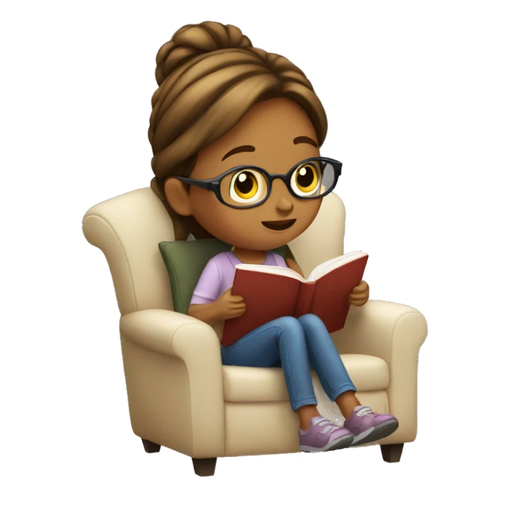 Girl sitting in a chair reading a book sticker