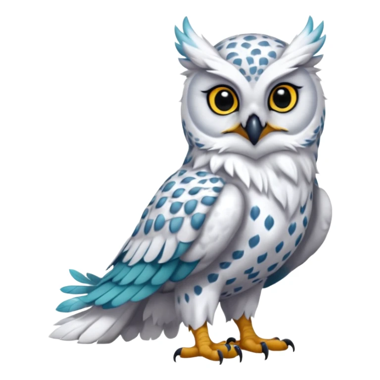 Beaked beaky beak-mouthed Realistic wild natural elegant pretty beautiful handsome shiny colorful furry 4-legged digitigrade gryphon-griffin-snow-leopard-snowy-owl-fusion-hybrid-fursona-furry-animal-creature, full body, hyper-realism, long tufted tail sticker
