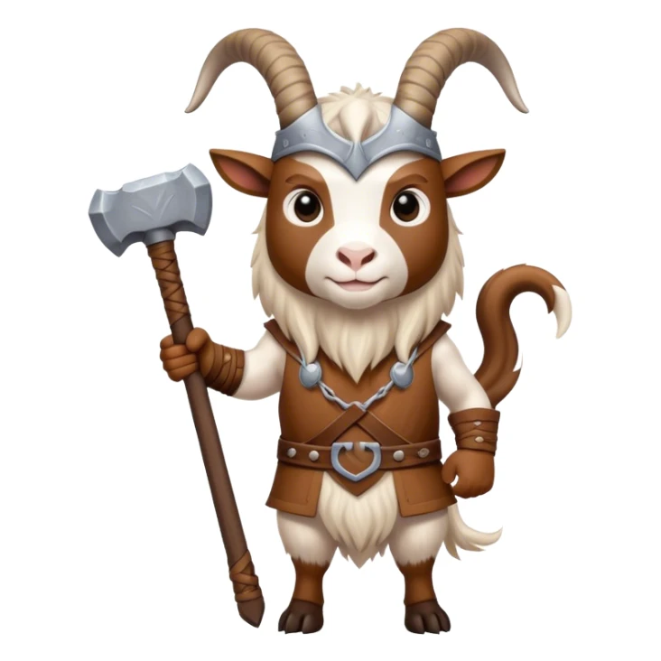 Viking norwegian goat as an animal in full height  with thors hammer sticker