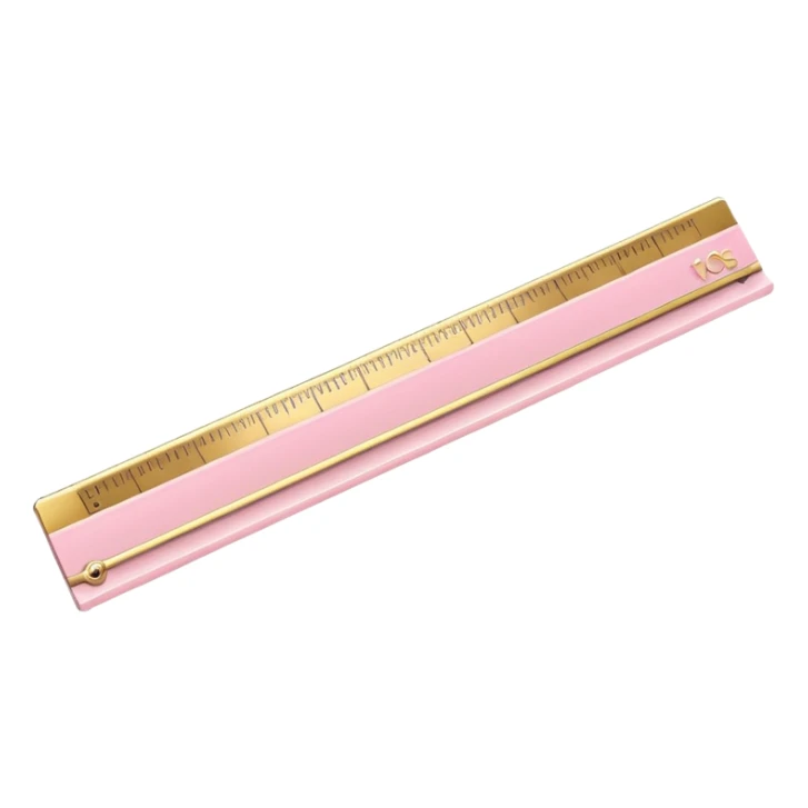 Pastel pink ruler with gold metallic numbers, glossy luxury design sticker