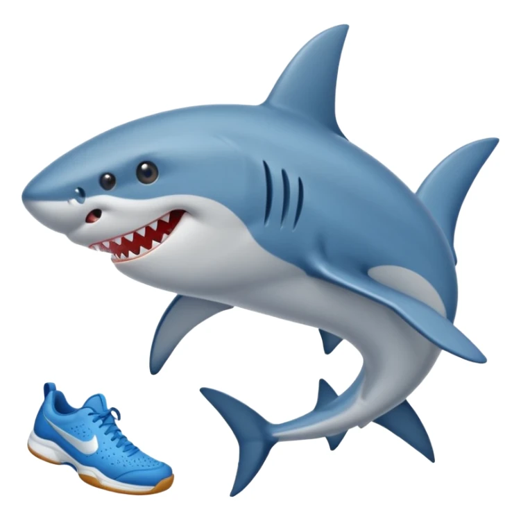 Un requin qui porte des chaussures de tennis bleu sticker
