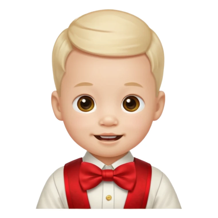 baby guy, pacifier, wearing chinese royal ancient custome, red bow tie sticker