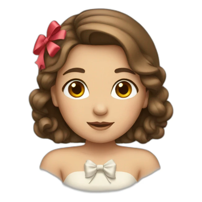 girl wearing bow with brown hair sticker