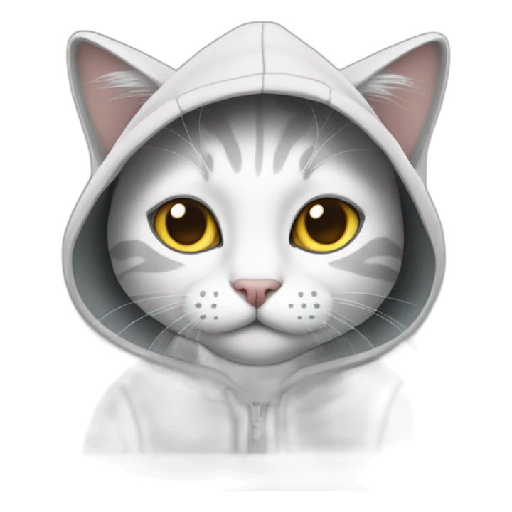 White and grey cat with hoodie sticker