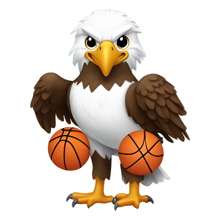 Bald eagle wearing orange and white “Avalon” basketball jersey sticker