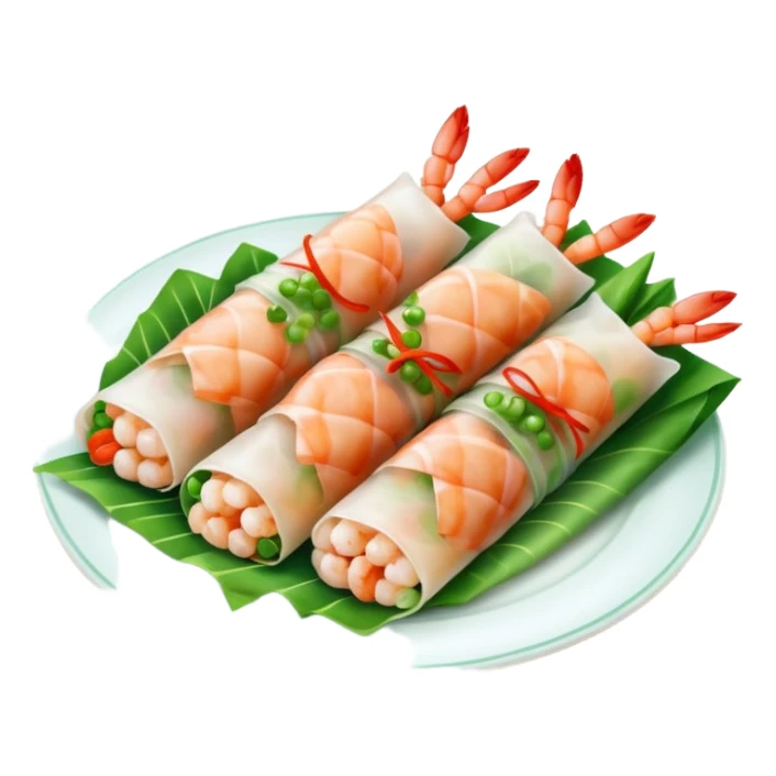 Vietnamese spring roll with a shrimp and green onion sticker