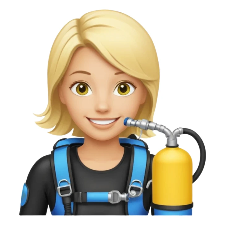 scuba diving girl blonde with yellow oxygen tank sticker