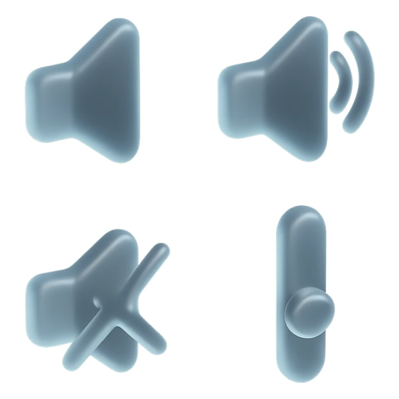 sound icon with a smooth, liquid glass finish, Apple icon style sticker