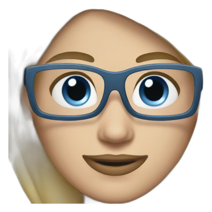 a blond woman with ponytail blue eyes glasses mac computer sticker