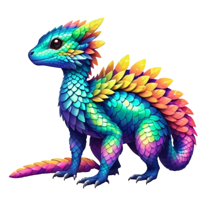 Tropical lush warm-colored neon-colored Fakémon-Trico-creature (full body) sticker