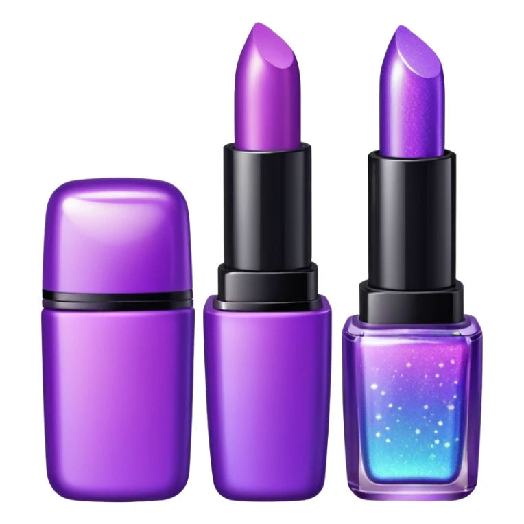 cosmetics (lipstick, perfume, mascara,..) with sparkle, purple sticker