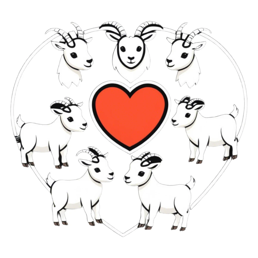 Heart made of goats sticker