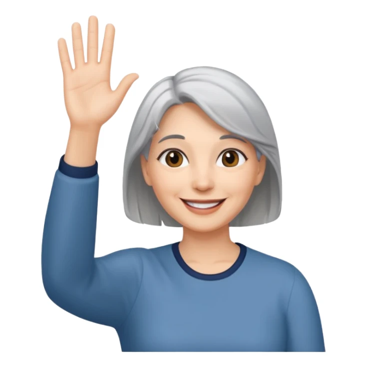 woman with gray hair smiling and waving her hand  sticker