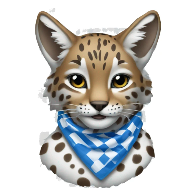 bobcat wearing blue and white checkered bandana around its neck sticker