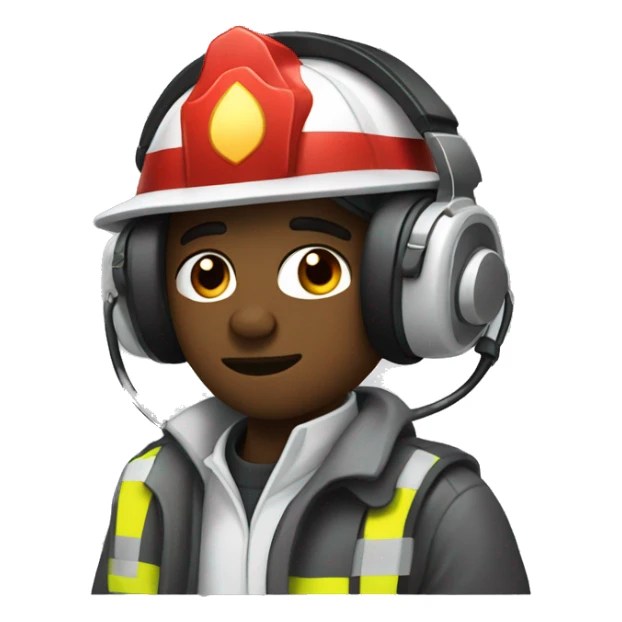 A white firefighter playing video games listening to music sticker