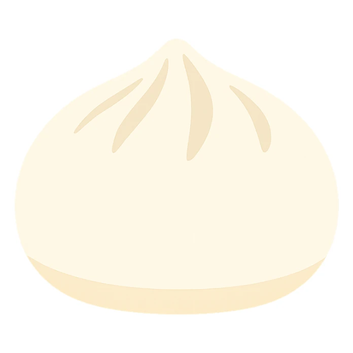 banh bao, soft steamed bun with pleated top, color icon sticker