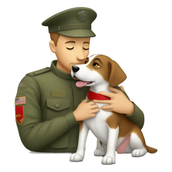 soldier kissing dog sticker