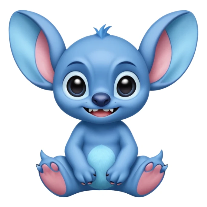 Stitch the blue alien from Lilo & Stitch in a happy pose sticker