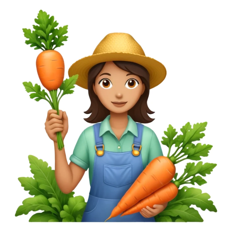Female gardener with trophy and giant carrot sticker
