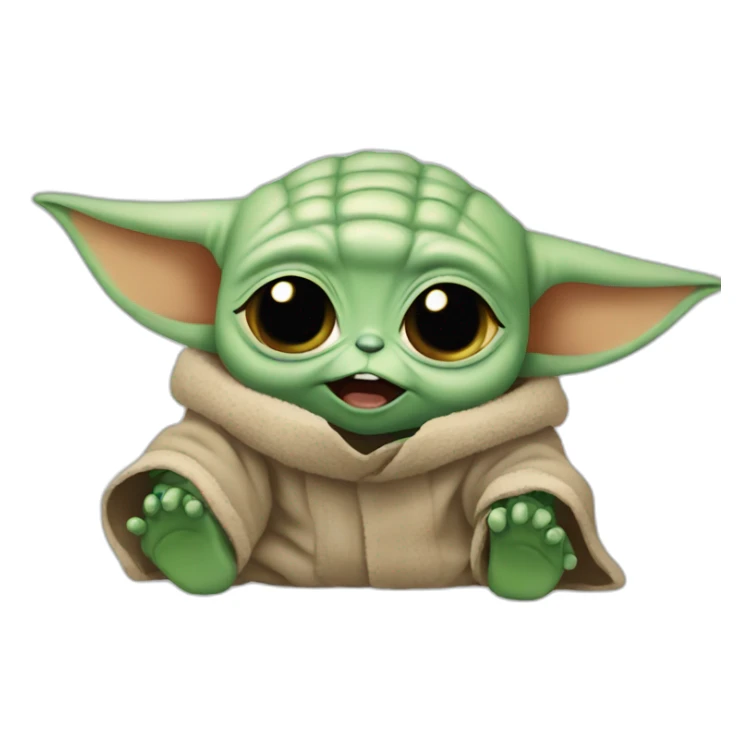 baby yoda crying of laughter sticker