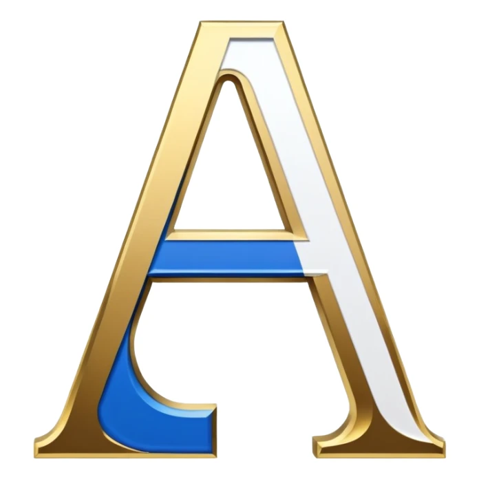 Bold Black-Blue-White-Gold Font Letter “A” sticker