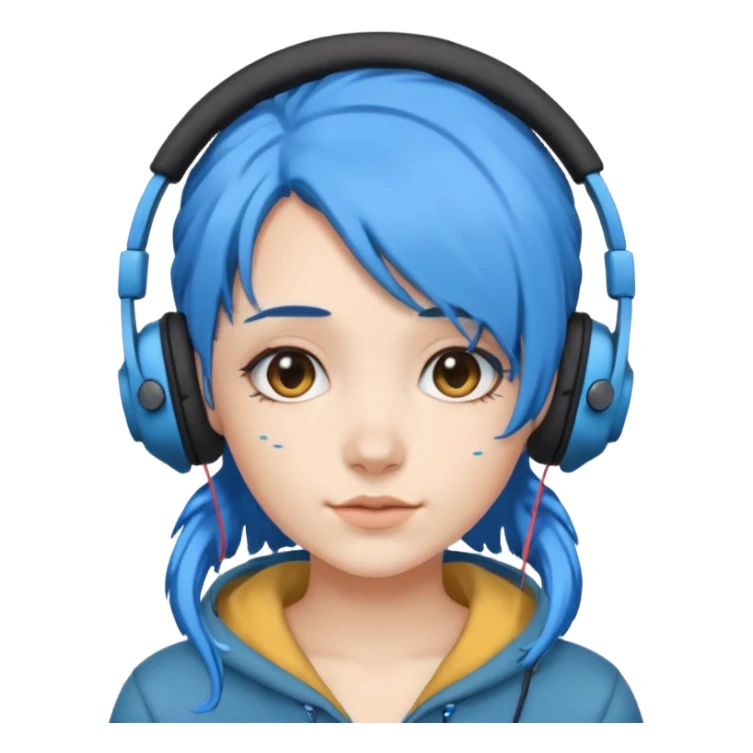 blue haired earringed heaphone wearing girl sticker