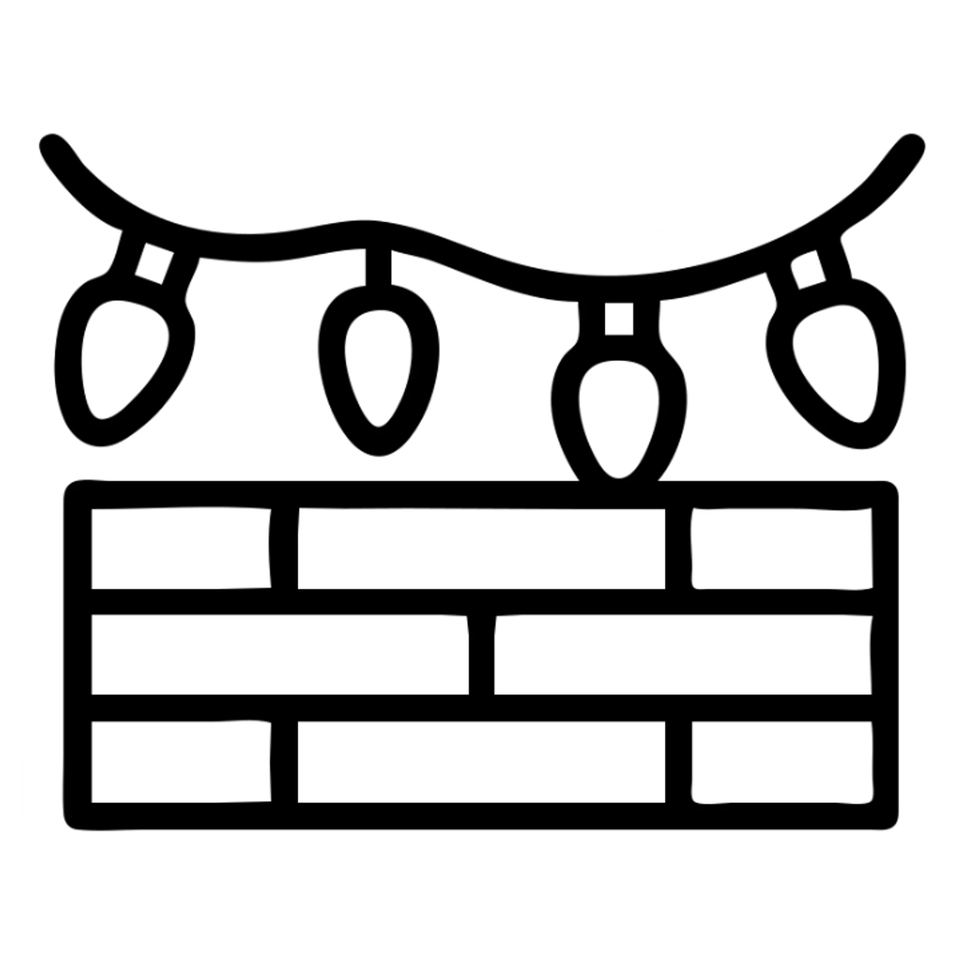 Stranger Things series, outlined icon style, Christmas lights on a wall sticker