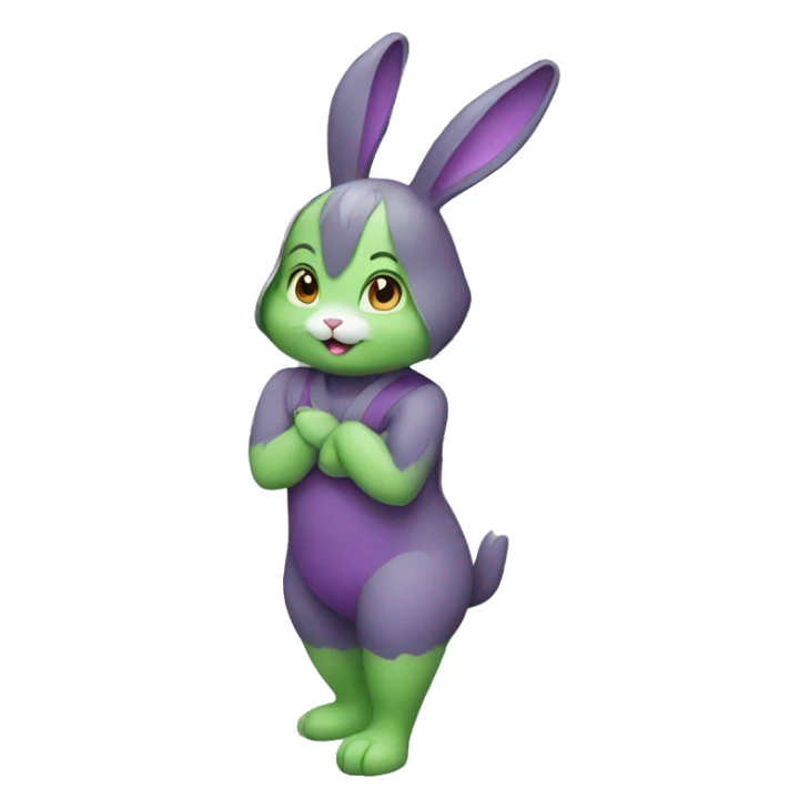 Female full body green and purple rabbit sticker