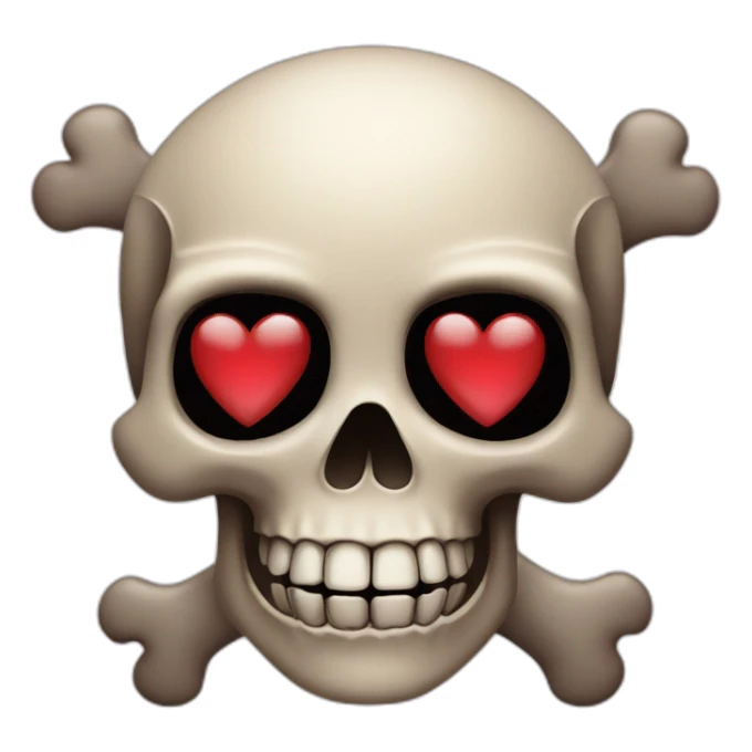skull and cross bones with heart eyes sticker