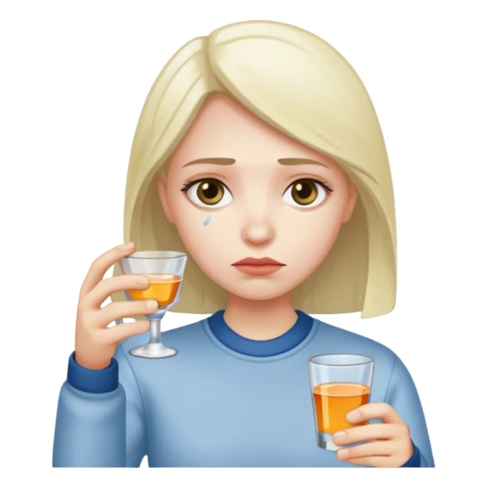 Sad emoji with shot of vodka sticker