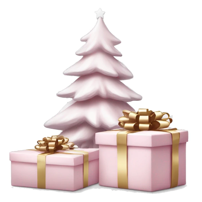 Light pink Christmas gifts under a white Christmas tree  sticker