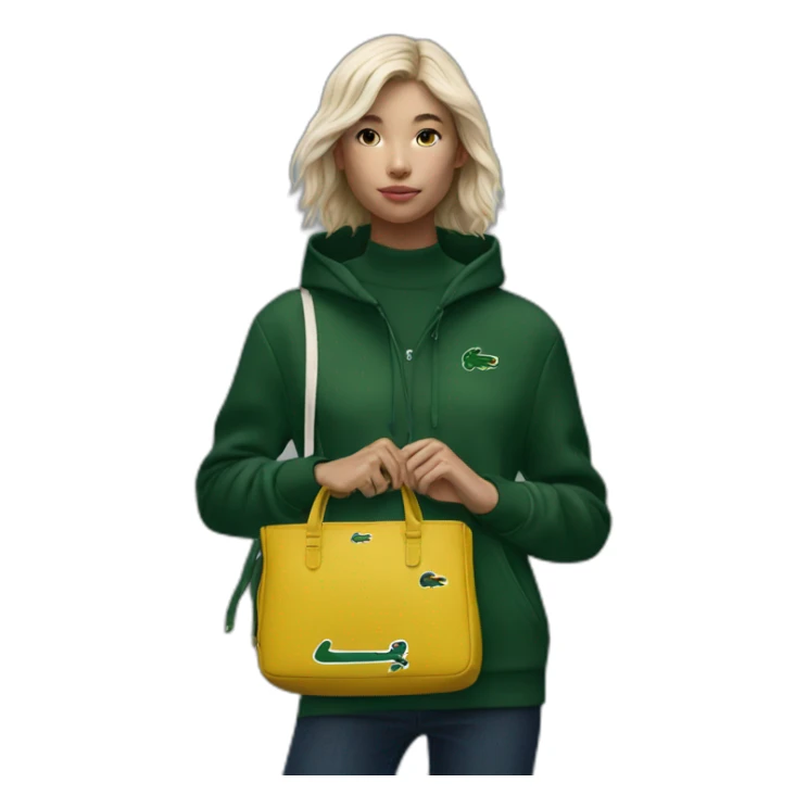 Lacoste bag girl with black lacoste hoodie sticker