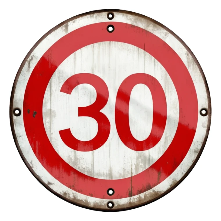 tempo 30 verkehrsschild auf strasse sticker