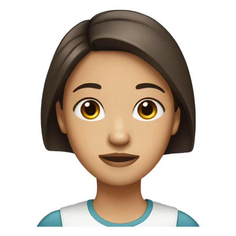 Girl with straight dark brown hair round face pretty face  sticker