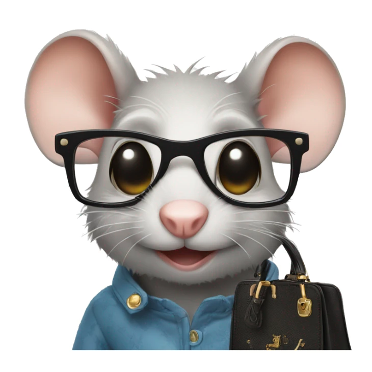 Rat with Glasses holding a prada purse sticker