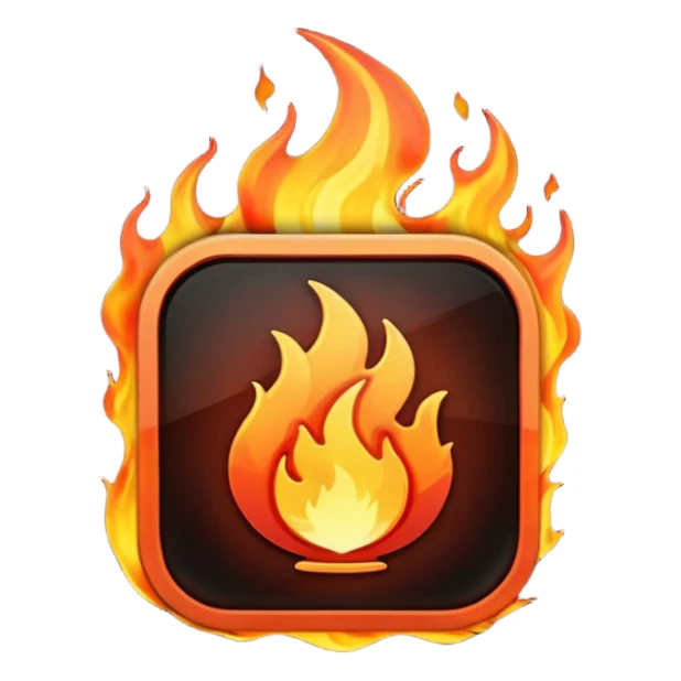 video play button with flames sticker