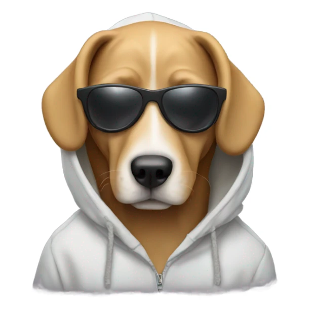 Dog wearing hoodie and sunglasses sticker