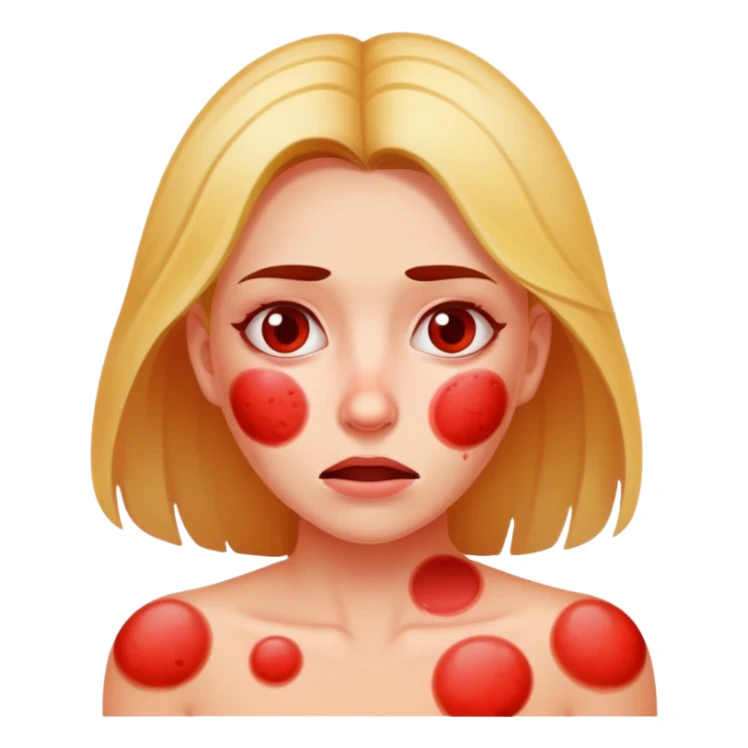 Woman with allergic reaction rash  sticker