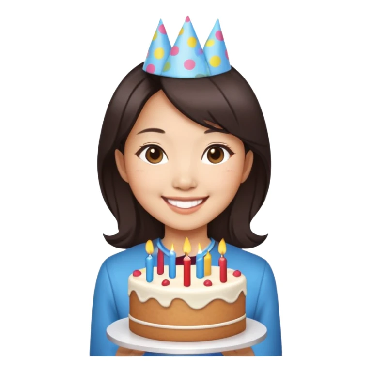 Bonnie Wong with a birthday cake sticker