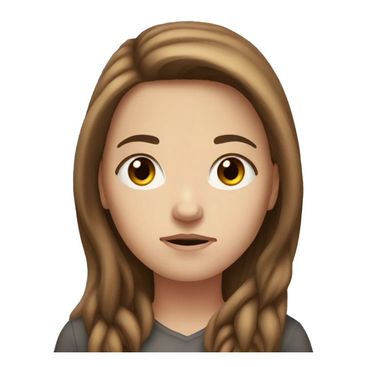 white girl with brown long hair looking sad sticker