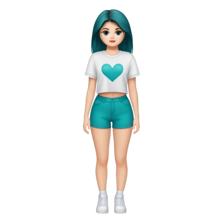 Selena Gomez with teal eyes, full body, thick thighs sticker