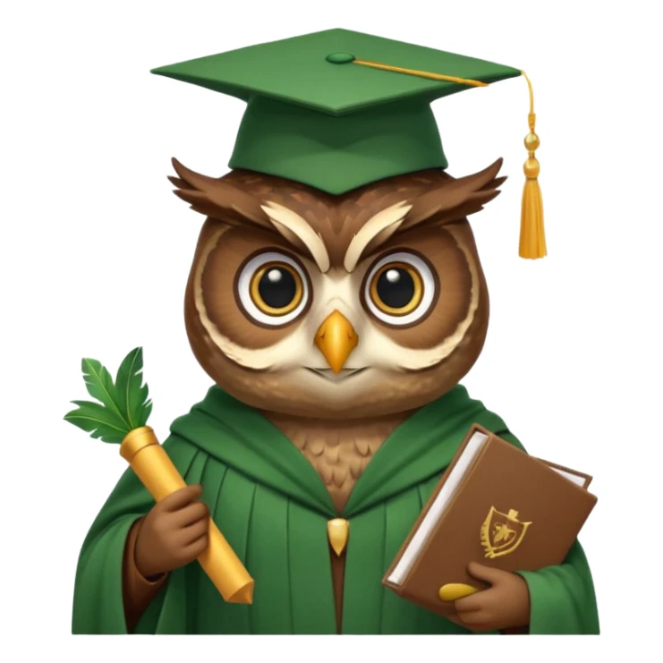 owl professor in green cloak graduation sticker