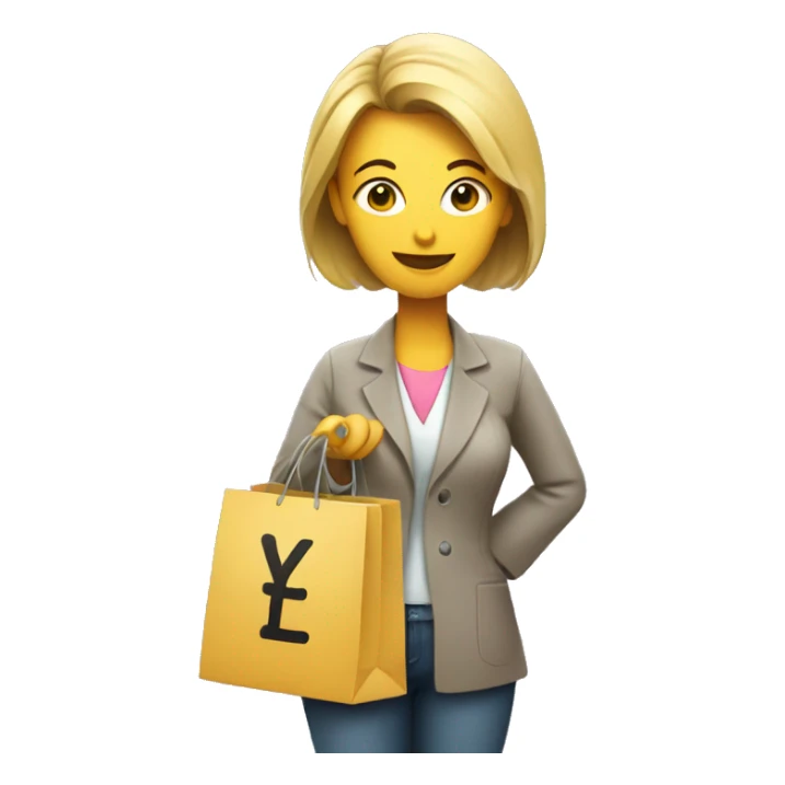 mom with a shopping bag with money symbol ey sticker