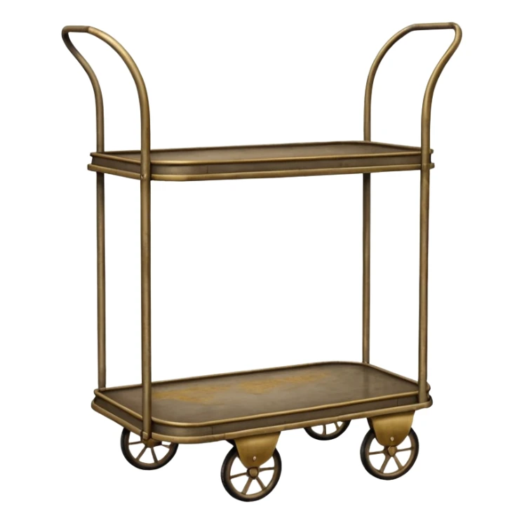 vintage hotel trolley with only one platform at the bottom with one suitcase and curved arch at the top sticker