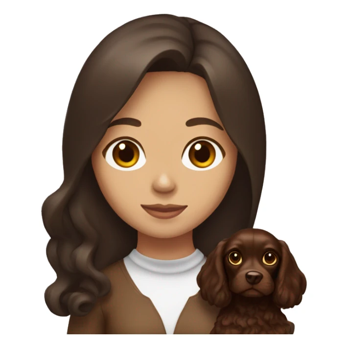 Brunette girl holding a chocolate brown cocker spaniel  sticker