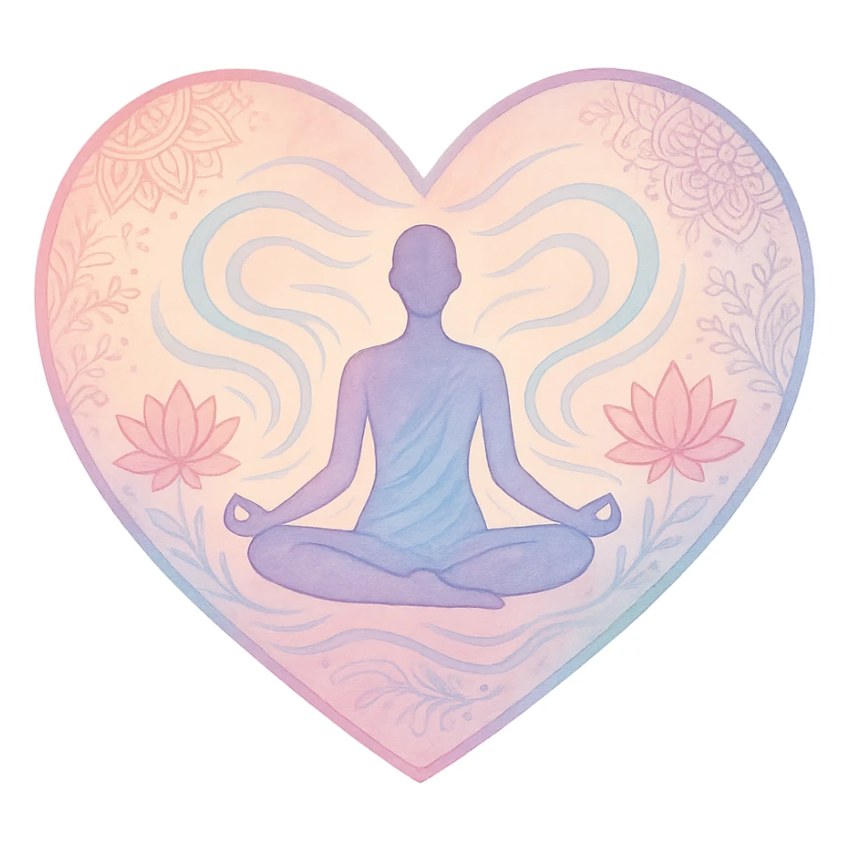 heart with a yoga and meditation theme sticker