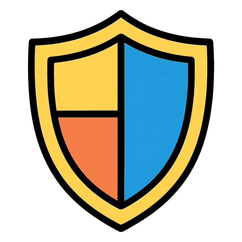 shield icon, colorful lineal icon style, vibrant colors, clear outlines sticker