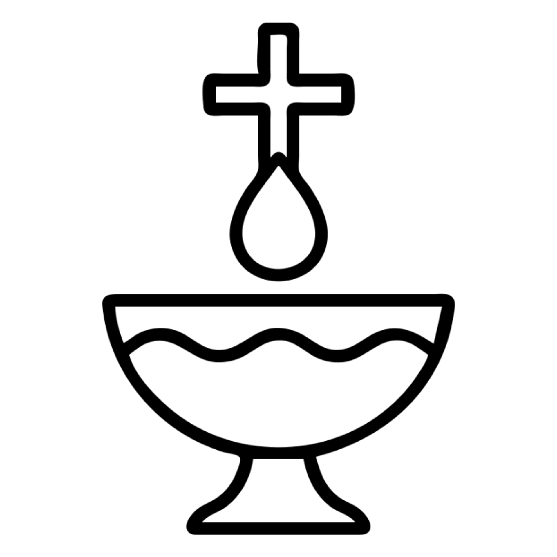 Christian baptism icon, simple outline, no fill sticker