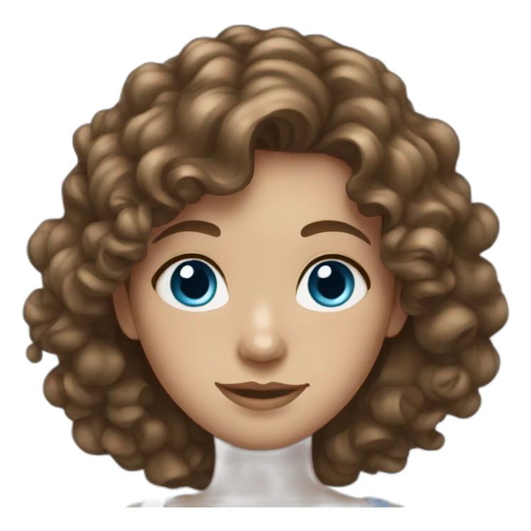 girl with long curly brown hair blue eyes sticker